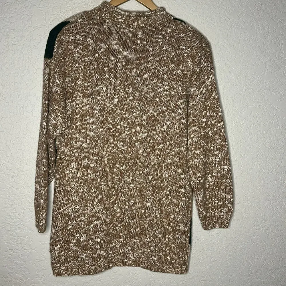 Vintage 90s Y2K Sweater Size 18W Shoulder Pads Argyle Brown Tan Fall Grandma